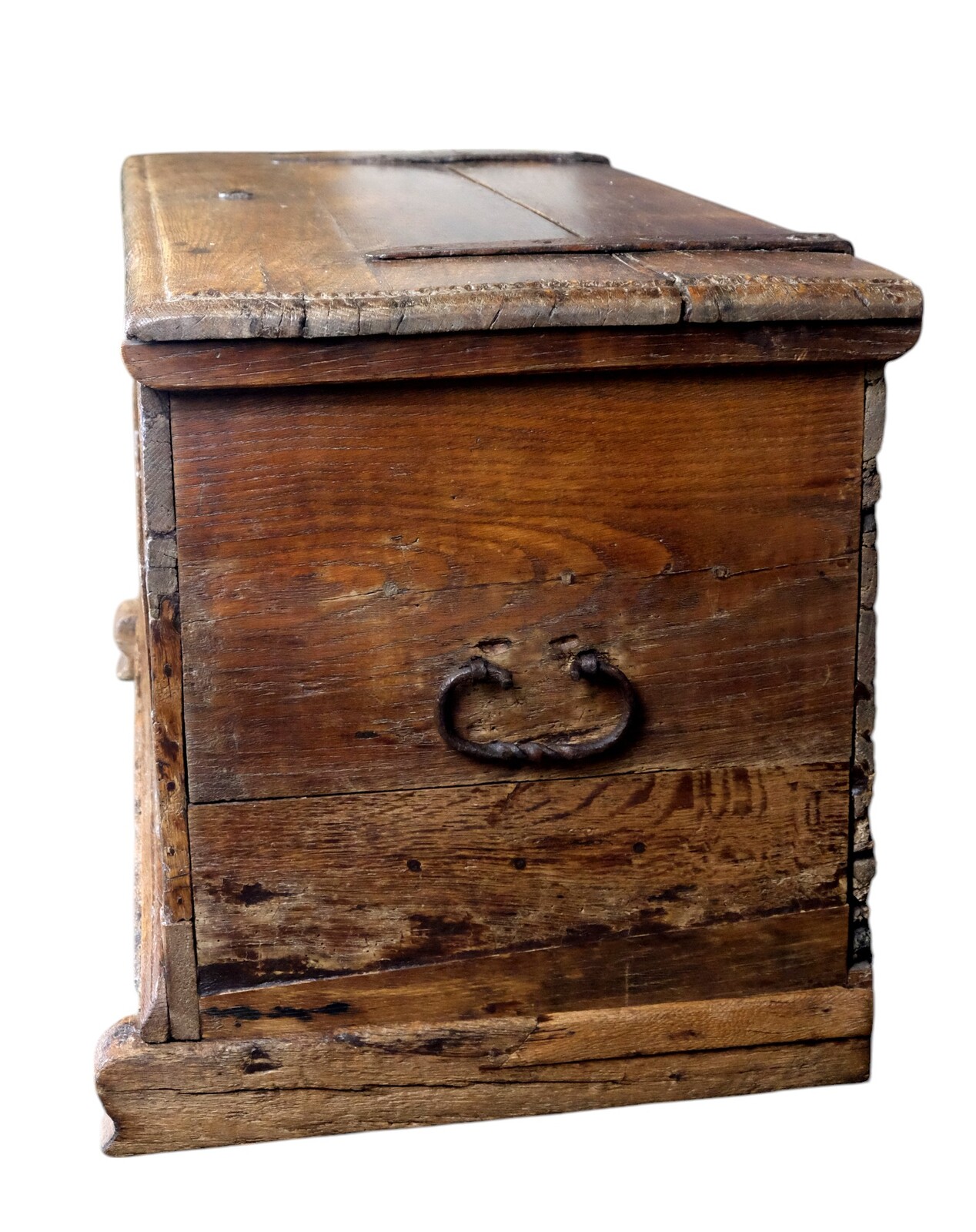 18th century oak chest with interesting carving.