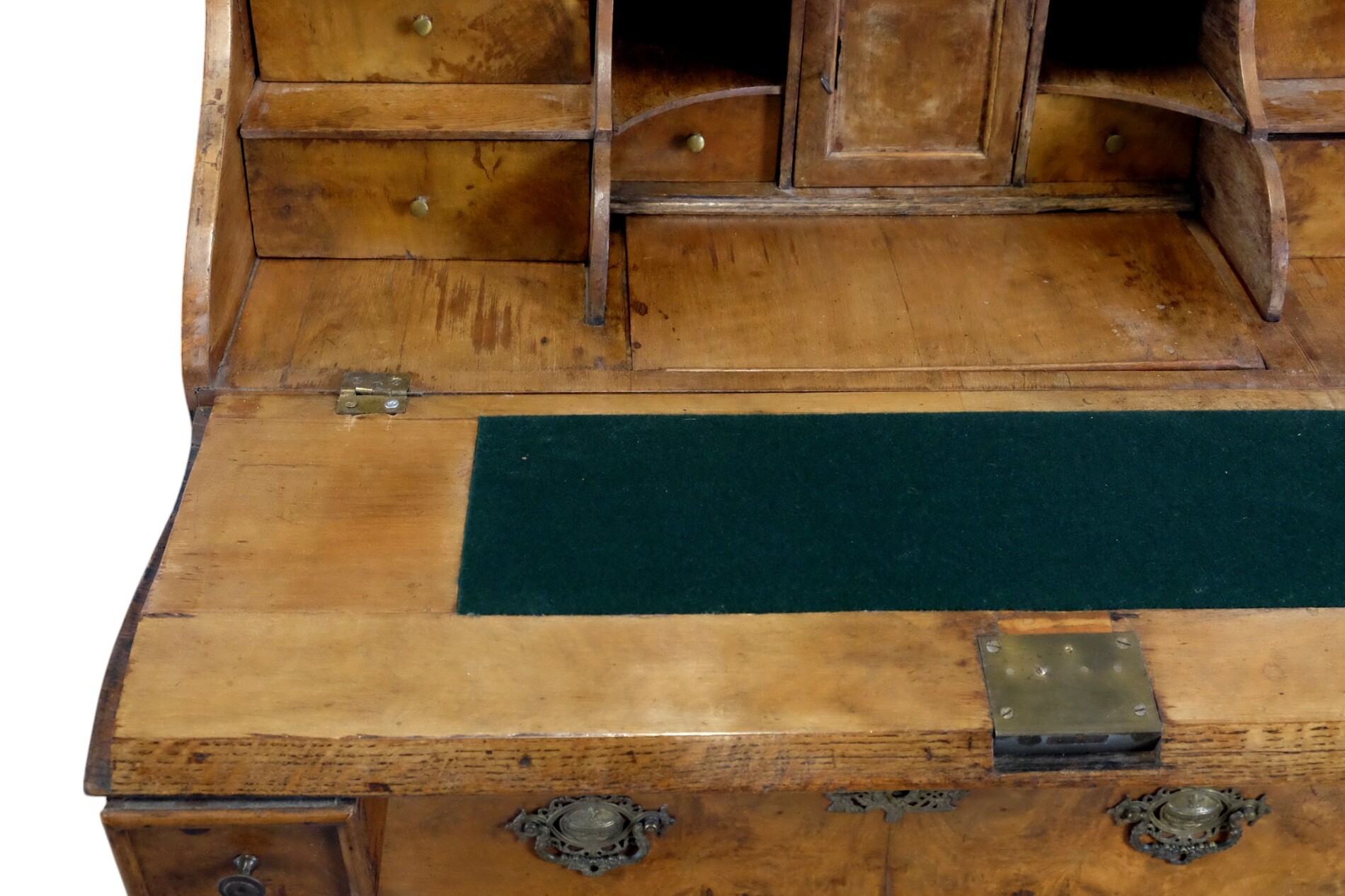 Secretary with writing flap in beautiful burr walnut.