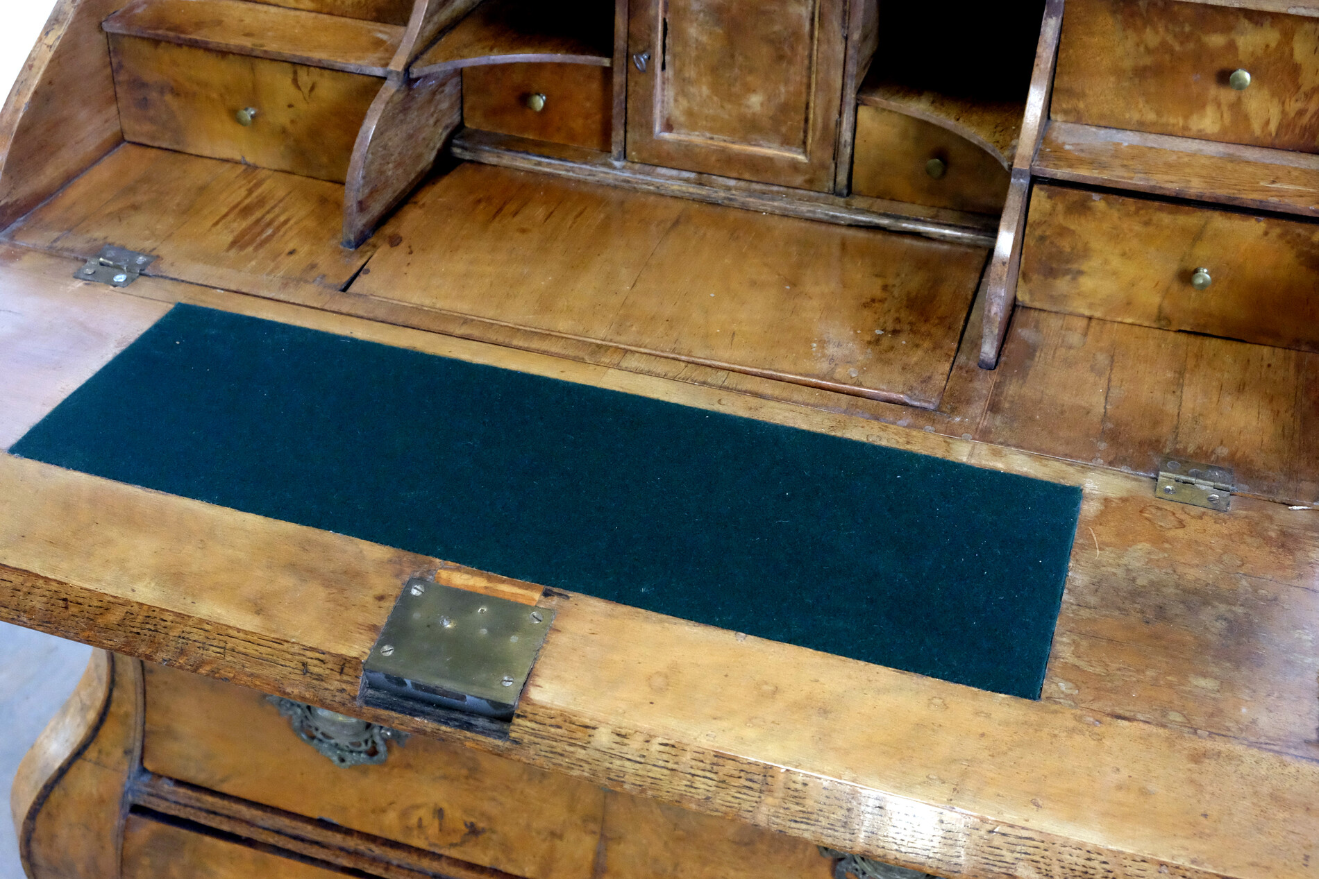 Secretary with writing flap in beautiful burr walnut.